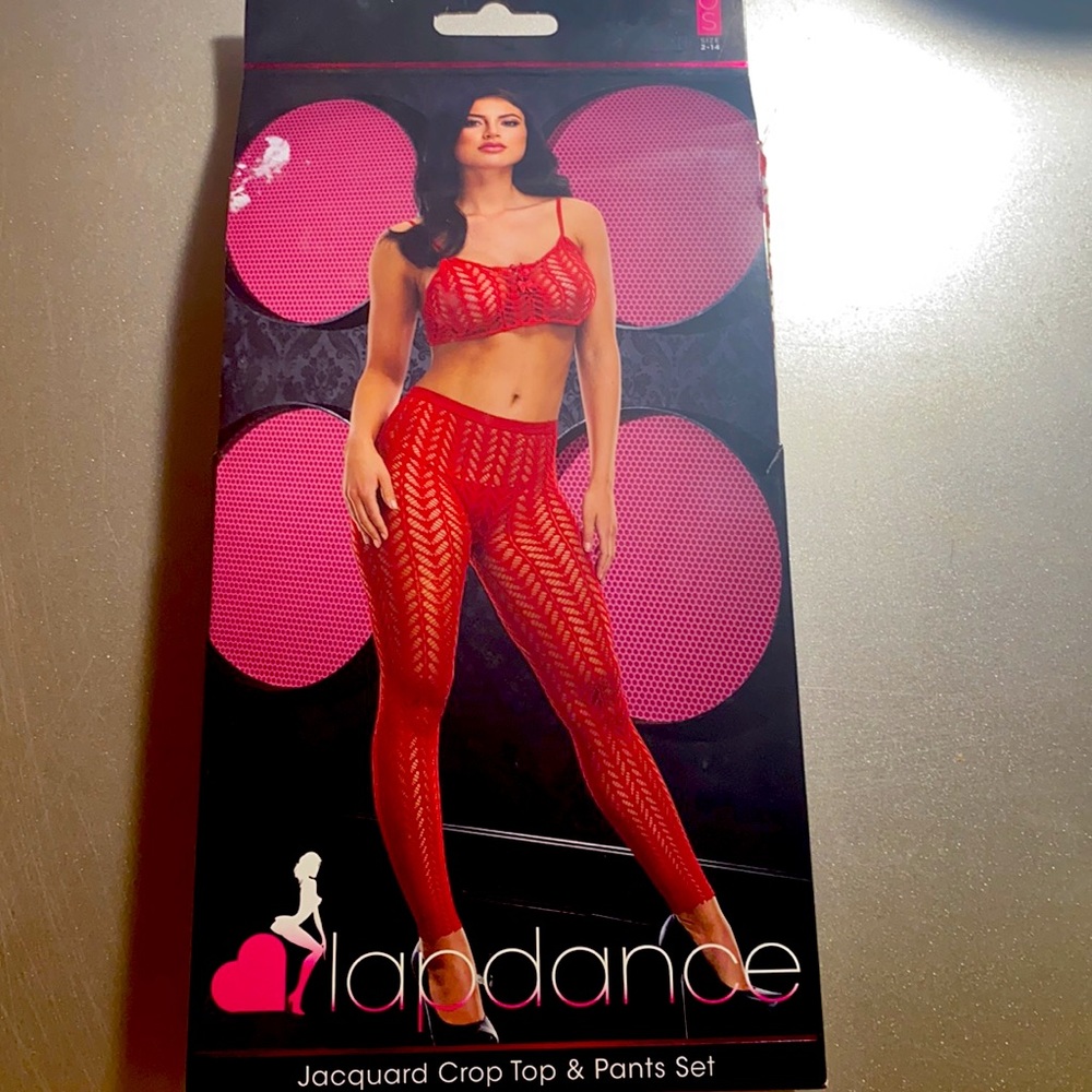 Red Sexy Crop top and Pants fish net set